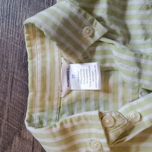 2T Gymboree Green White Striped Button Down Boys Toddlers Shirt